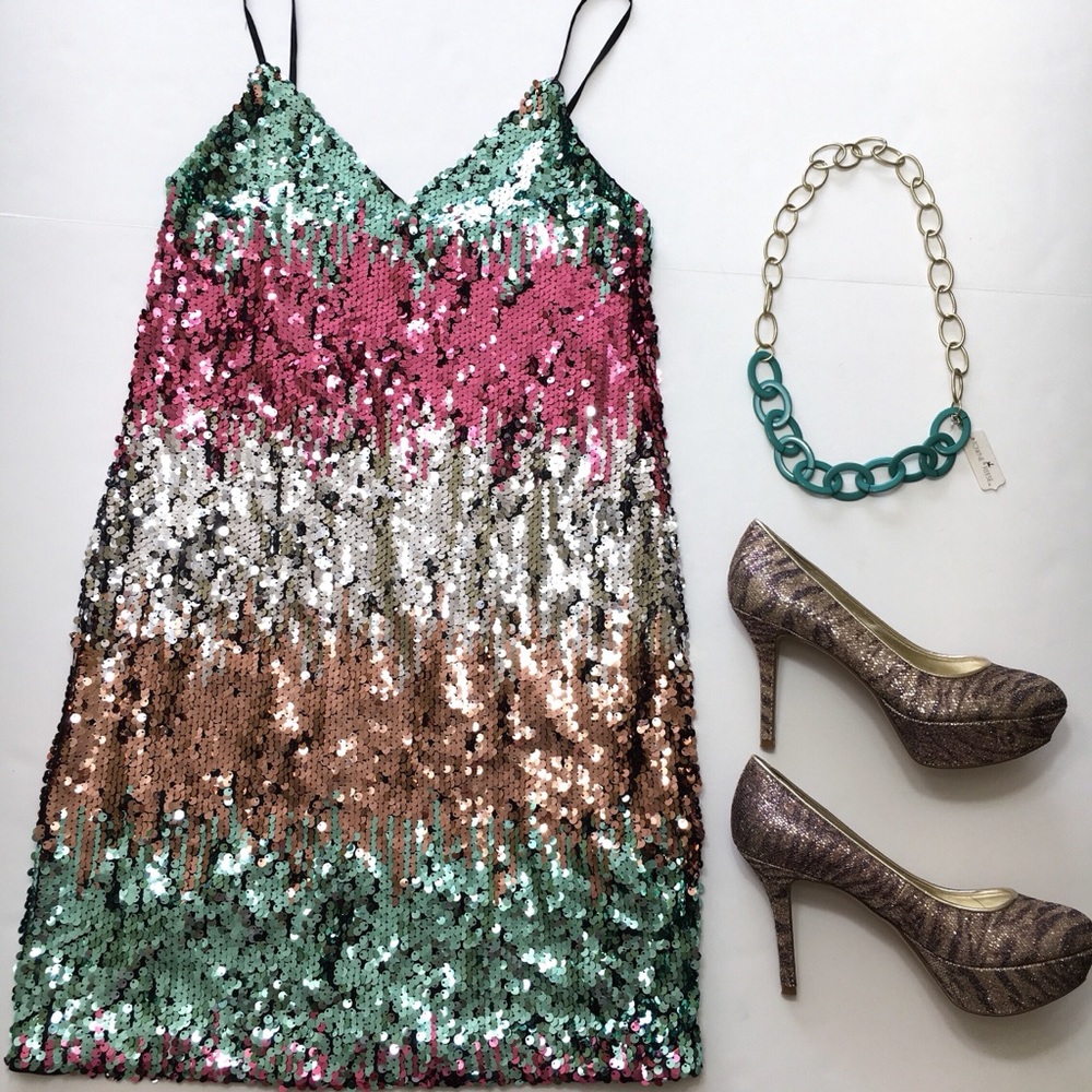 Express Sequin Strap Dress, sz S